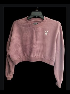 Playboy Pink Cropped Crewneck Sweatshirt - Women's